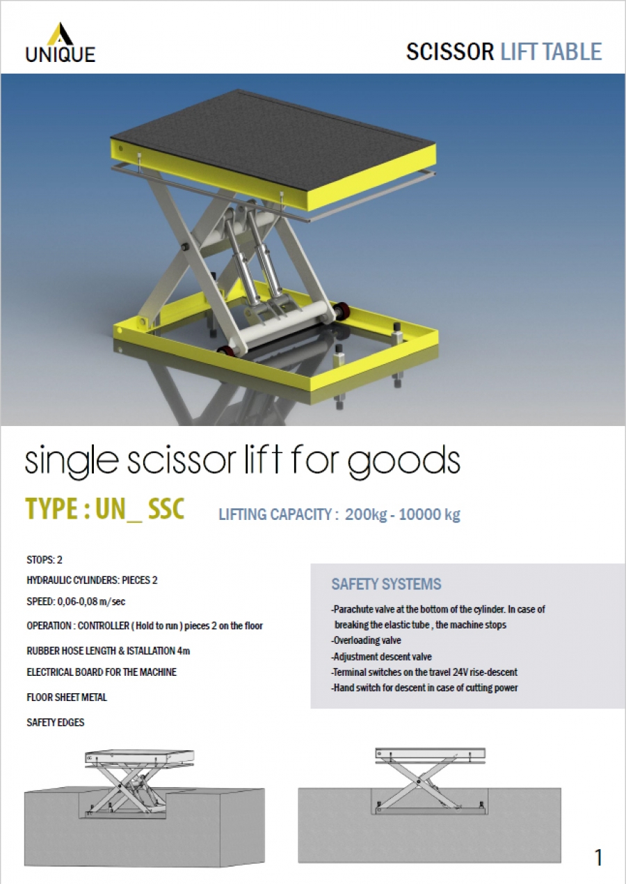 Unique Industry - Single Scissor Lifts For Goods